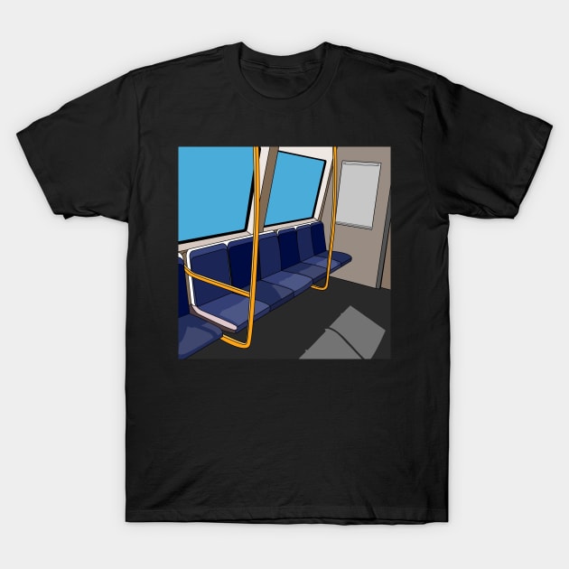 Transperth B-Series Train Interior Cartoon T-Shirt by MOULE